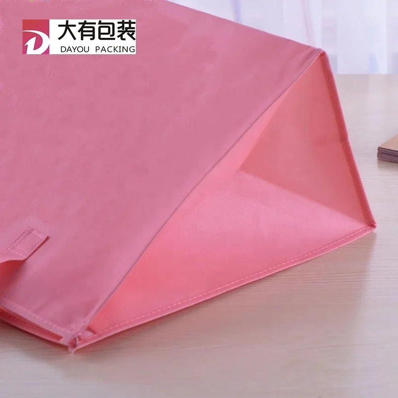 Popular Large Waterproof Custom Zipper Tote Bag Cheap Pink Handle Non-Woven Polypropylene Polyester Canvas Featuring Cotton Logo