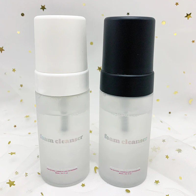 gel frosted custom private label lash bath shampoo for lash extensions box  bottle packaging with brush logo