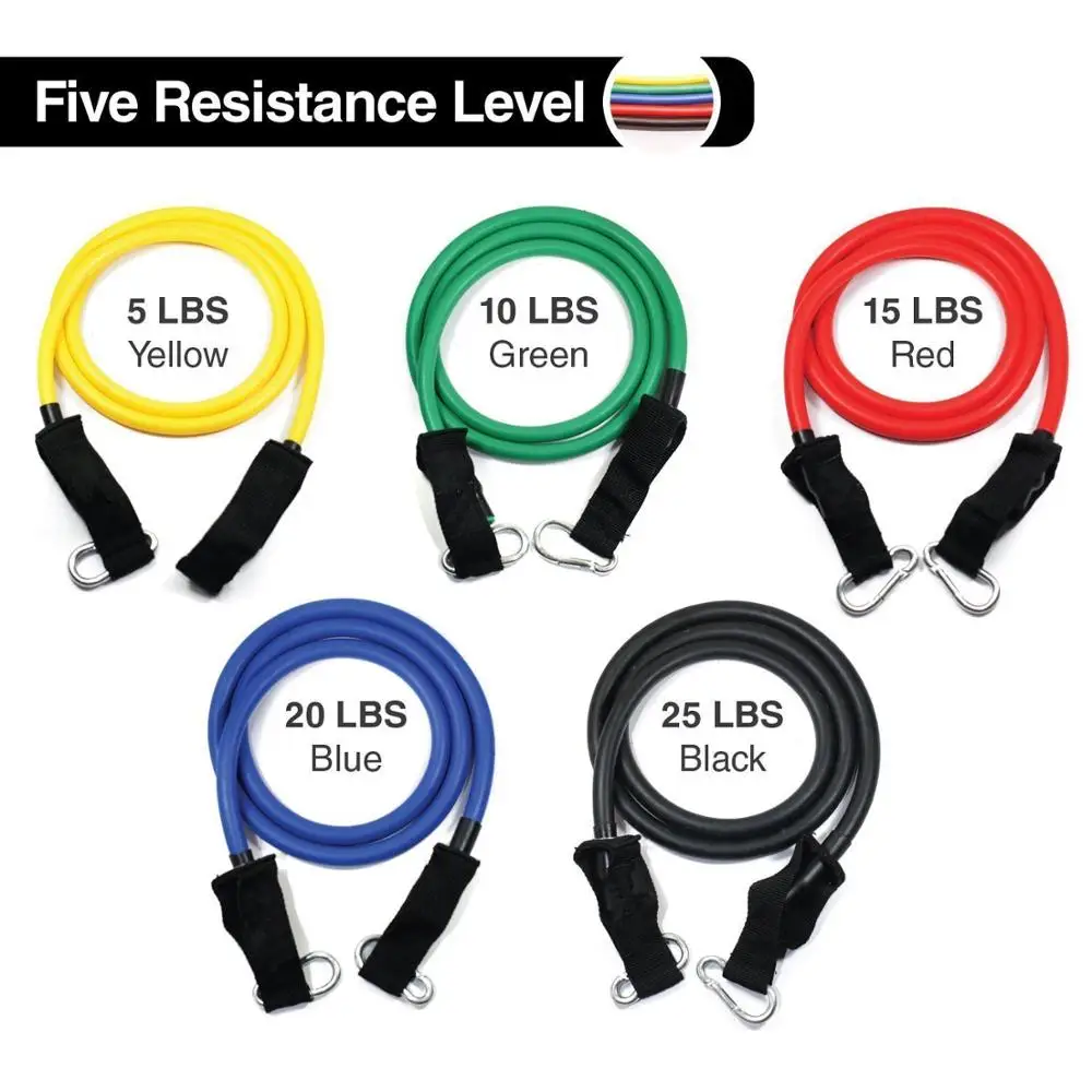 Natural Latex Wholesale 11 pcs Resistance Tube Set Exerice Band for Body pull up