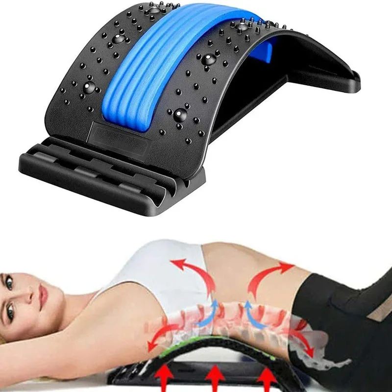 Multi-Level Lumbar back Stretching Device back massager stretcher with Magnetic Acupressure Points for Relieve Back Pain