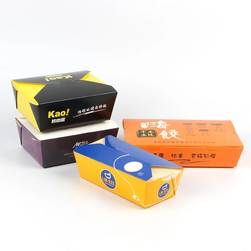 Custom Print Eco Chinese Kraft Paper Cardboard Take Out Away Carry Container Package Food Boxes