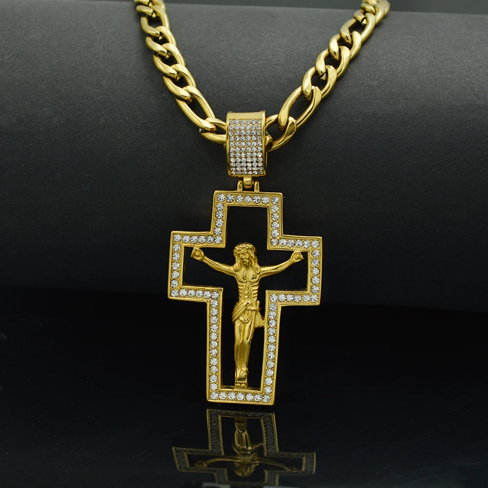 Wholesale Crucifixion Figure Diamond Orthodox Religion Archbishop Cross Pendant