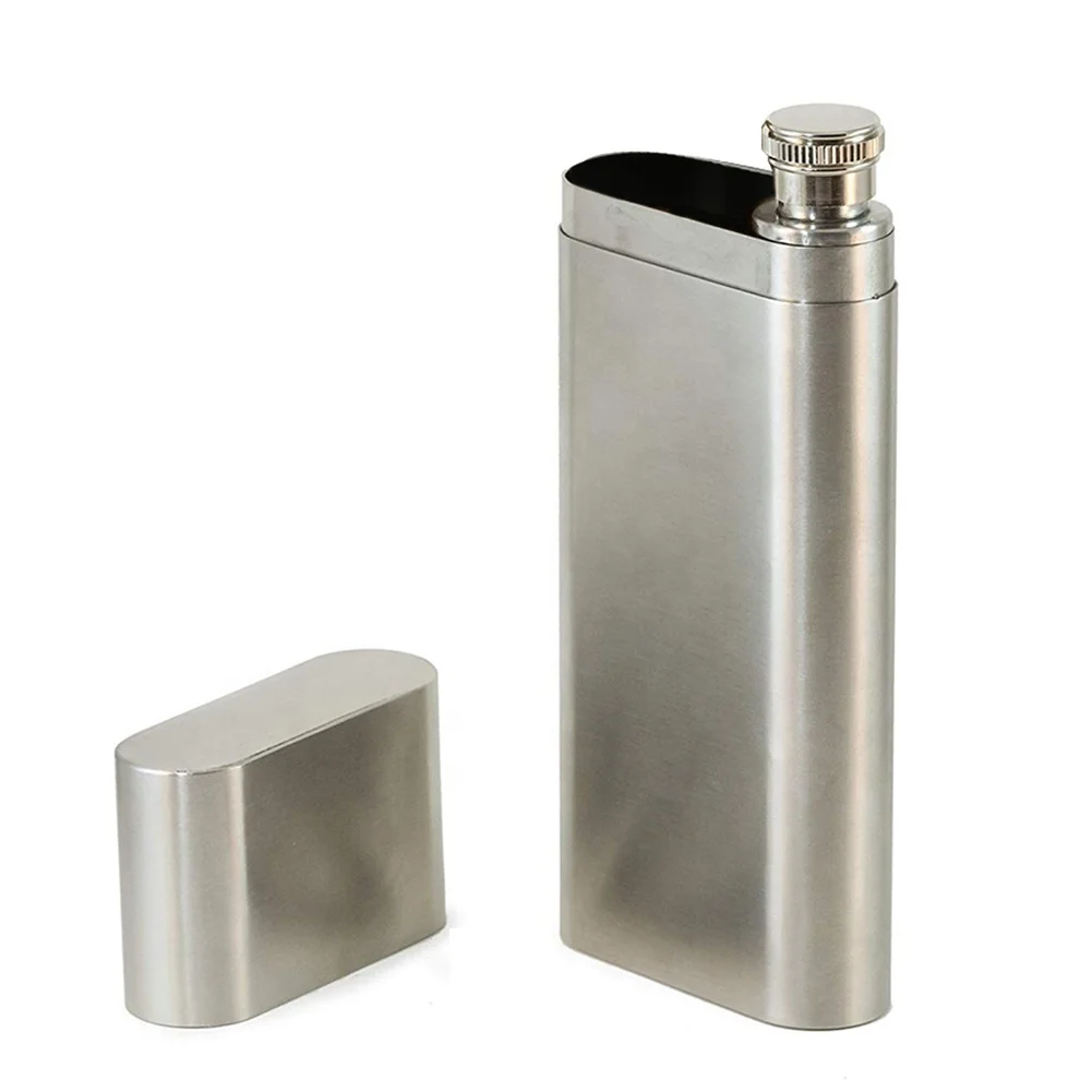 Cigar Storage Case With Flask Small Funnel Food Grade Stainless Steel Cigar Holder Flagon Container Portable Smoking Accessories