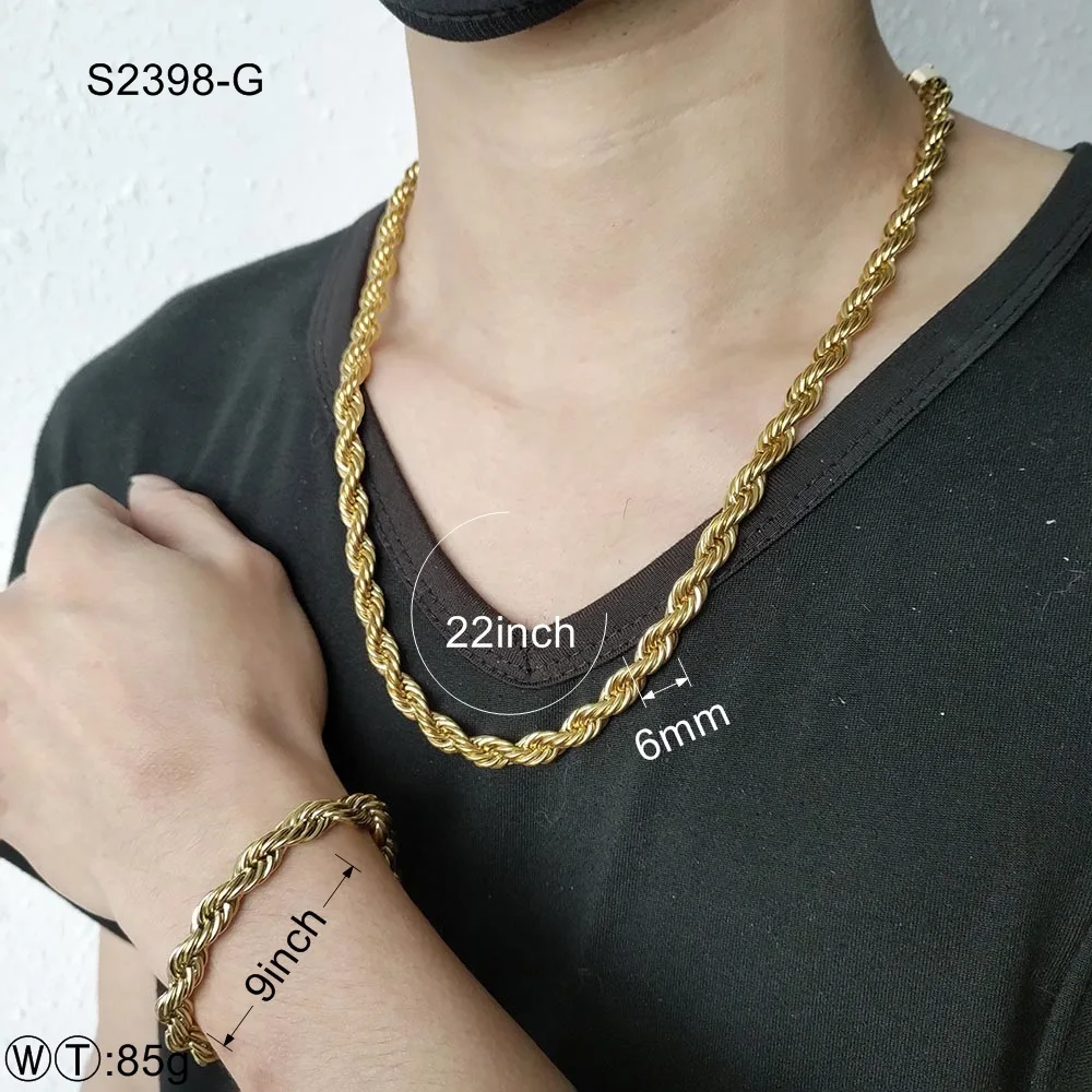 Manufacturer custom jewellery high quality non fade Men Jewelry male Stainless Steel 18k gold chain men Necklace hip hop jewelry