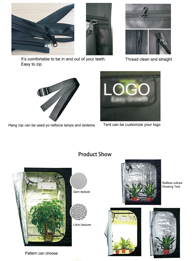 New Design 600D Hydroponic Planting System Grow Tent Mushroom Grow Room Kit Waterproof Greenhouse Grow Dark Room Growing Tent