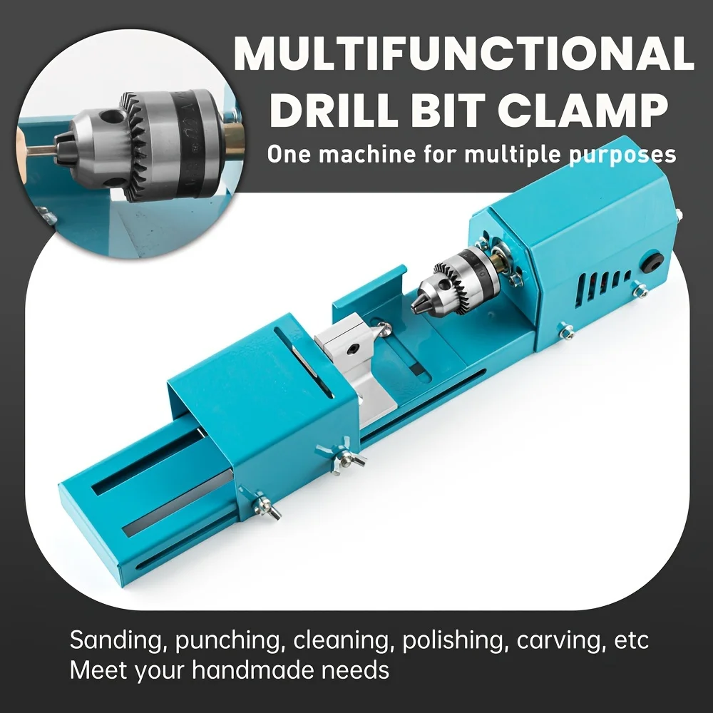 Mini Metal Lathe Machine Tool With 9pcs Tool Accessories, DIY Woodworking Wood Lathe Milling Machine