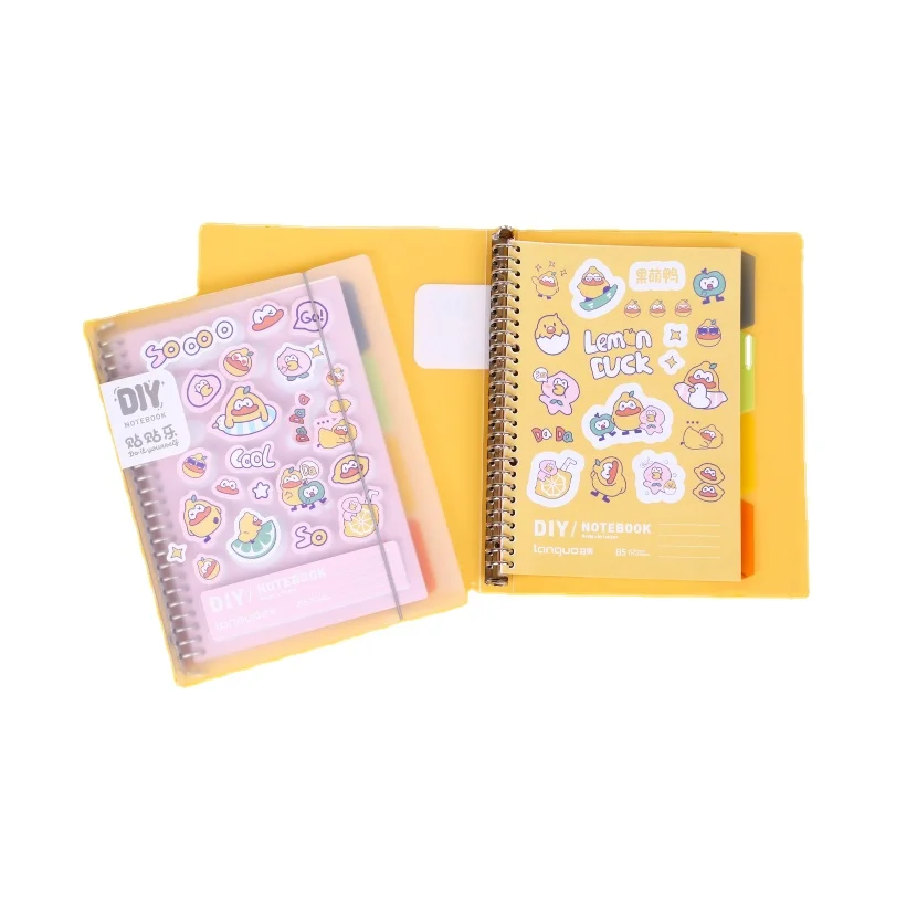 Fashion Stationery PP Cover Horizontal Line Green Plant B5 Lemon Duck  Spiral Notebook