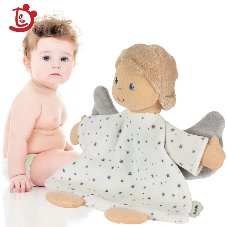 2021 New Arrivals Silk Comforter And Towel Lovey Security Blanket Plush Toy Creative Angel Shape Baby Security Blanket