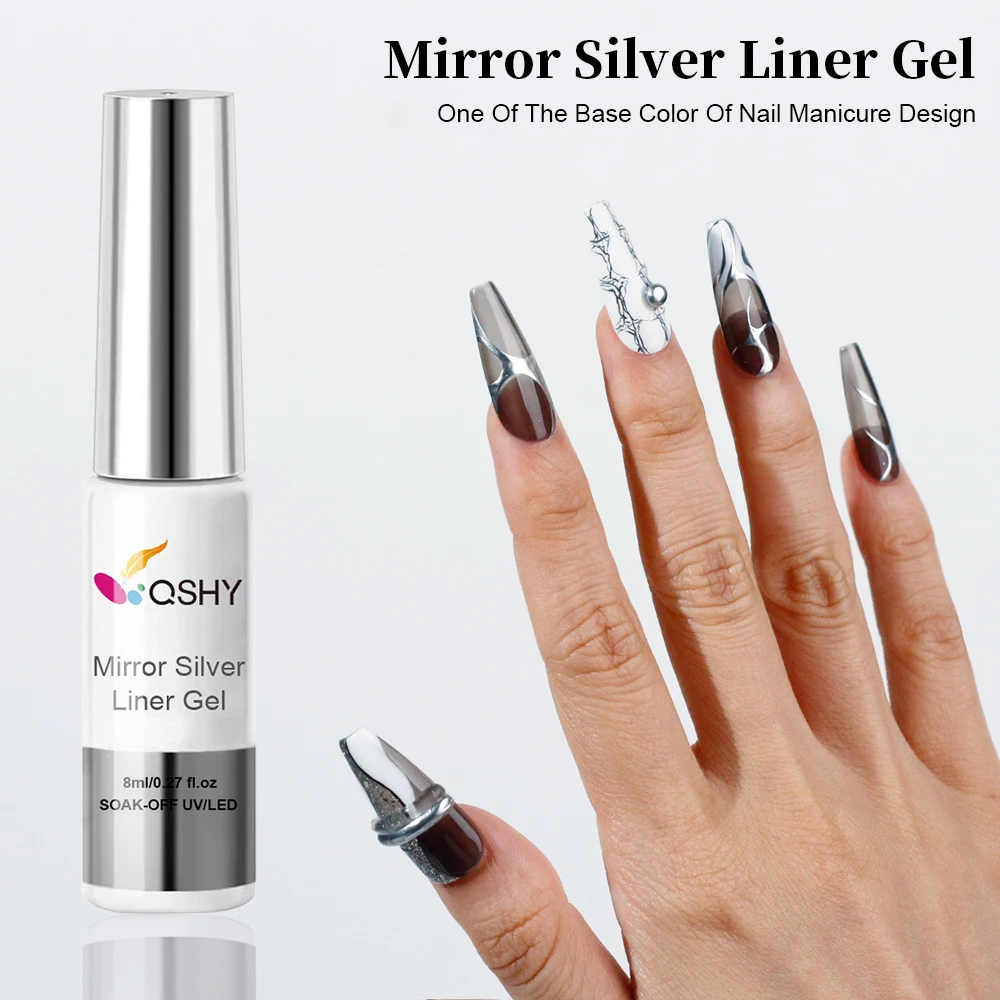 Silver Gold Gel Chrome 8ML High Mirror Chrome Effect Gel Paint Silver Liner Gel For Nail Art Decoration