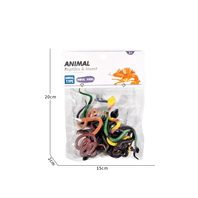 3D Lifelike Environmentally Friendly Soft Material 10CM Wild Animals Series Plastic Yellow King Cobra Snake Toy For Kids