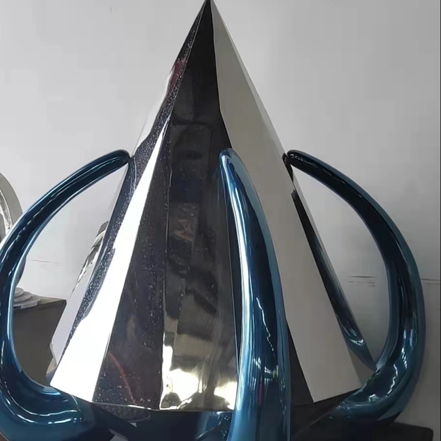 Modern art blue metal diamond home decoration garden statue shopping mall window display craft stainless steel sculpture