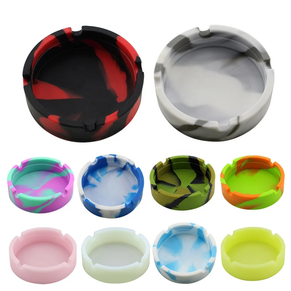 Eco-friendly  protection soft round portable ashtray camouflage silicone ashtray