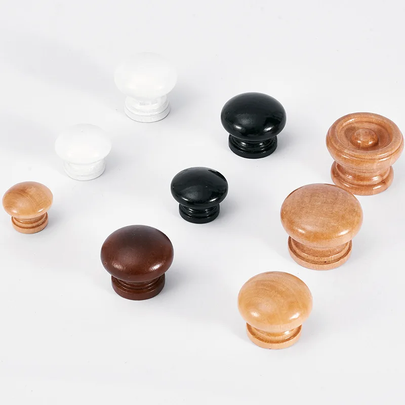 Single hole wooden handle drawer cabinet door shoes wardrobe single grain door handle Chinese mushroom small handle wholesale