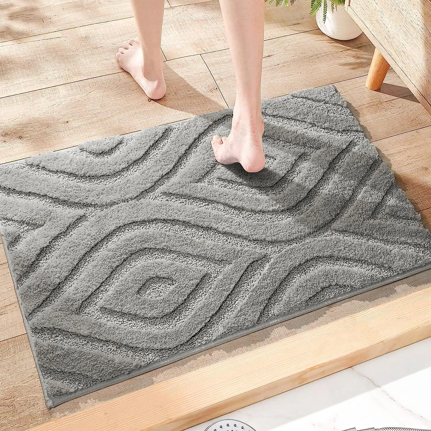 New Custom Modern Design Machine Washable Non Slip Decor Bathroom Rugs Boho Microfiber Bath Mats Rugs