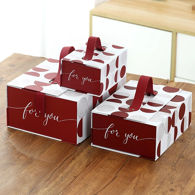 luxury custom logo magnetic christmas wedding favors gifts guest paper packaging gift box with handle