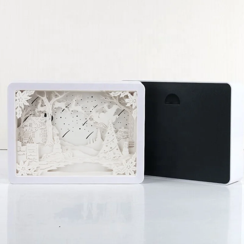 Best Price Wall Art Plastic Photo Frame 3D Shadow Light Box Paper Cut Crafts for Home Decor