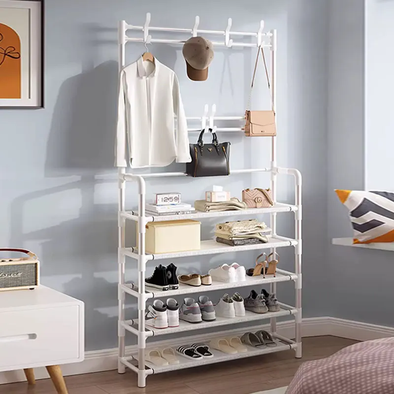 household shoe rack 5 layers modern shoe hanging storage stands shelf Organizer coat rack Shoes cloth hangers with Bedroom