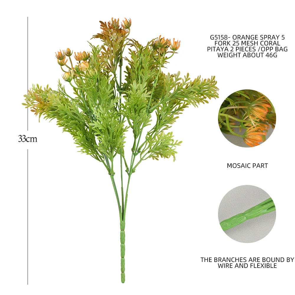 Plastic Scene Green Decorative Plants Multiple Styles Coral Pitaya Artificial Decoration Grass