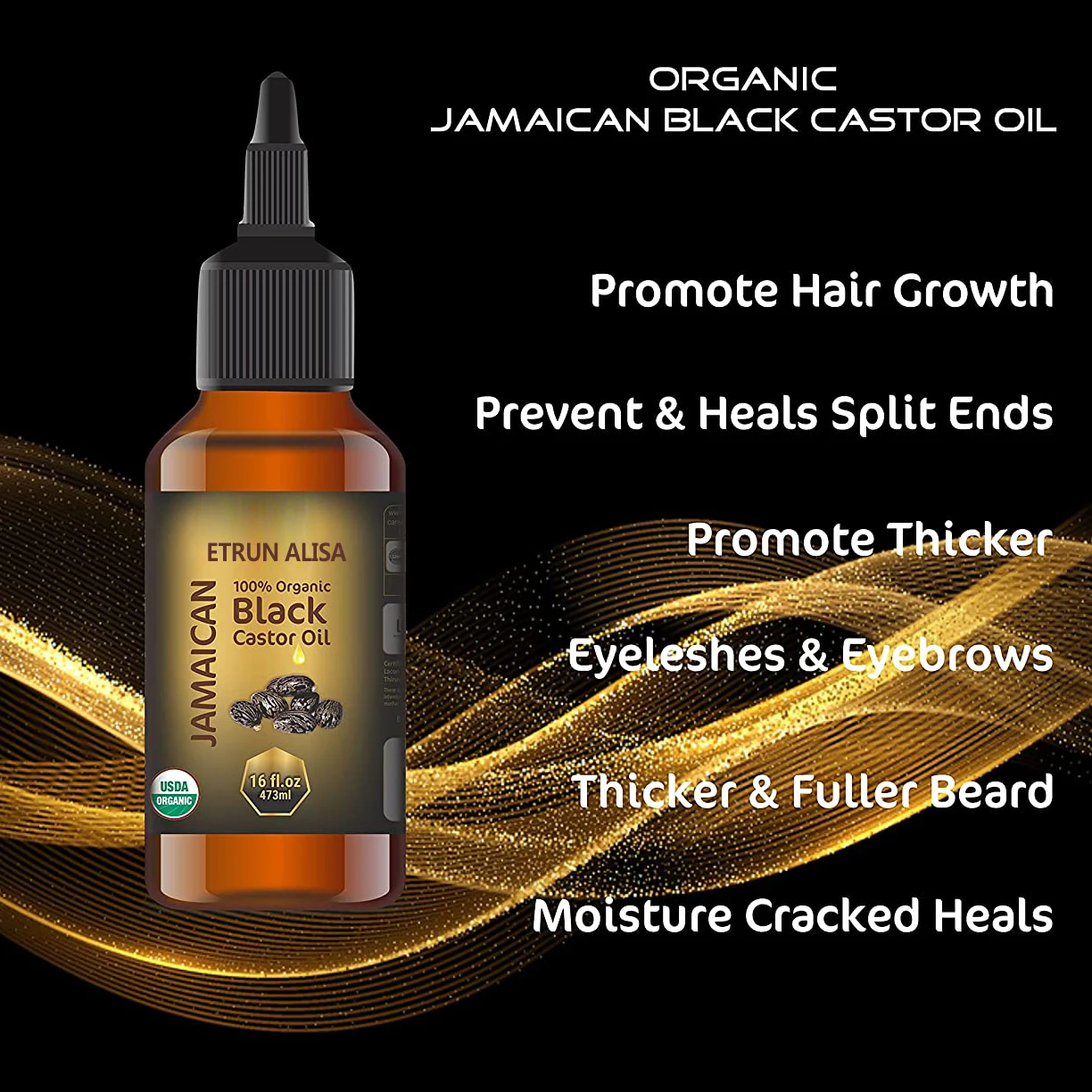 Etrun Alisa private label Organic Jamaican Black Seed Castor Oil Bulk Hair Growth Essential oil