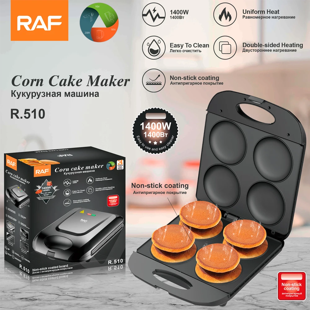 RAF New Automatic Non-Stick Breakfast pancake 4 Slice Cake Cop Muffin Mini Cupcake Maker Arepa Maker