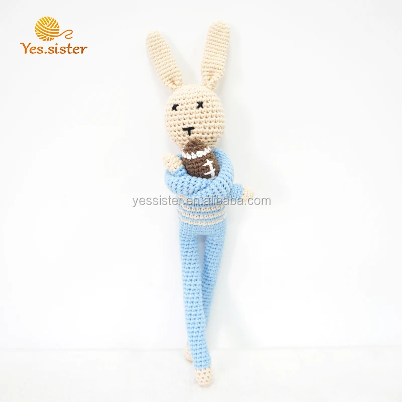 100% Cotton Handmade Crochet Bunny Stuffed Toy For Baby
