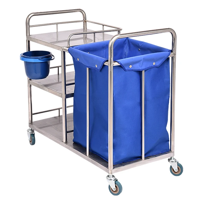 Medical Hospital Furniture cheap dressing dirty solid linen laundry trolley Portable Dressing Trolley