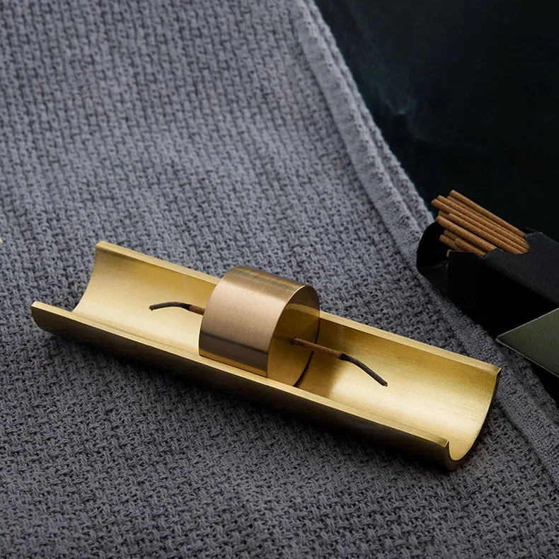 Modern Solid Brass Incense Burner with Ash Catcher Gold  Incense Stick Holder for Indoor Outdoor Use Gold Incense Holder