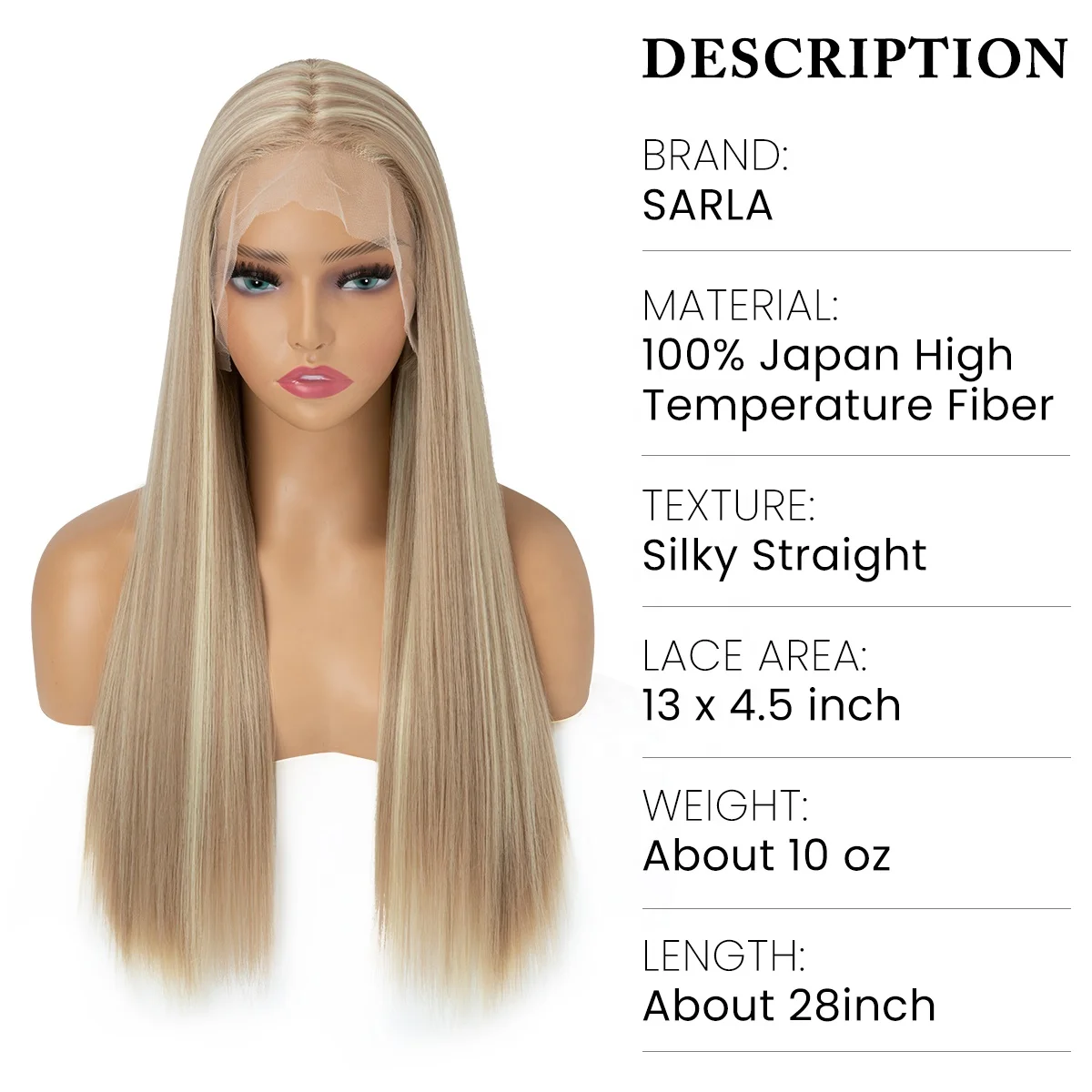 SARLA Wholesale Suppliers High Quality Long Cheap Synthetic Wigs Straight Silk Base Hair Lace Front Wig For Black Women Blonde