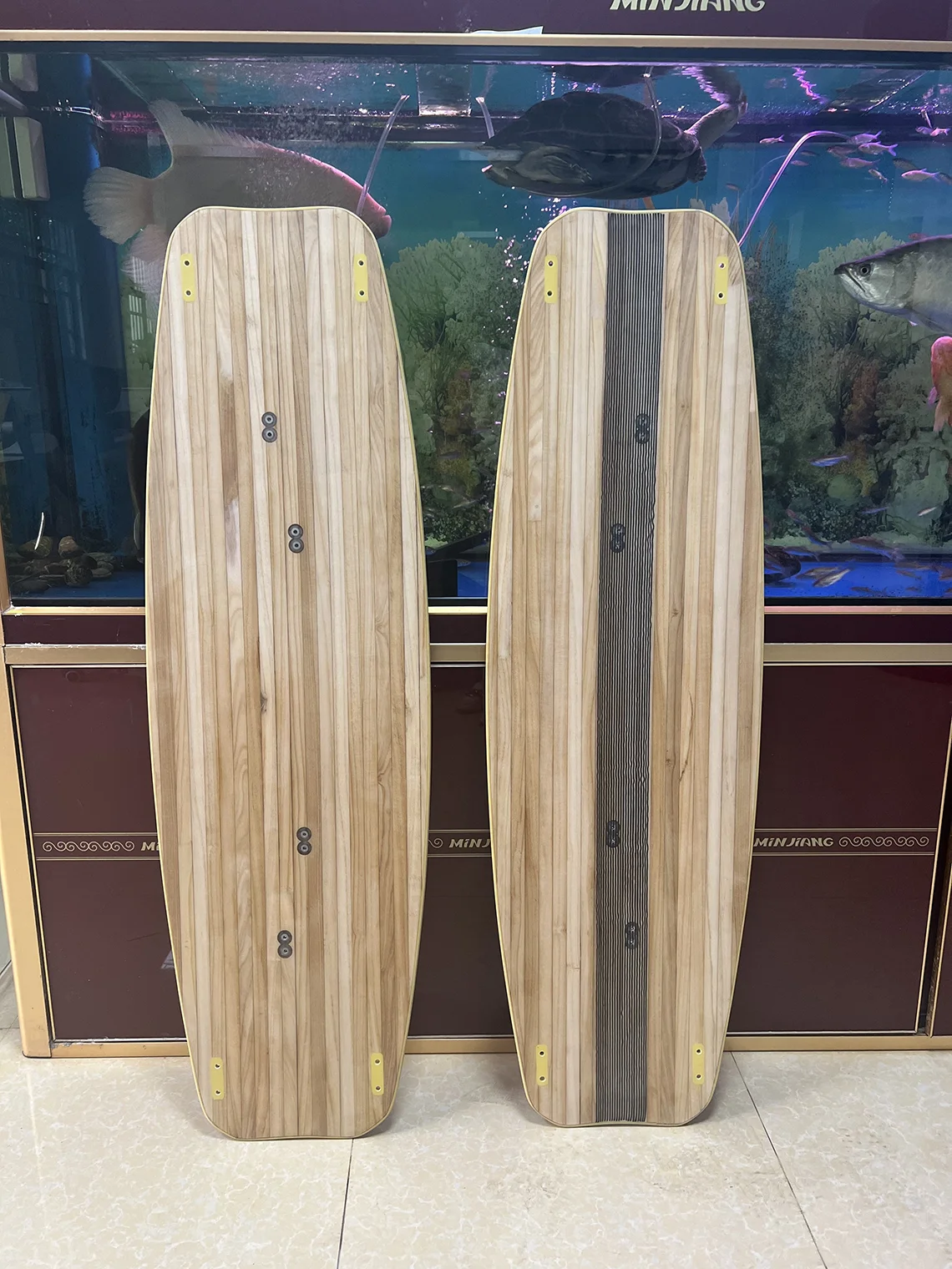 Ultra Thin Full Wood Wake Surfboards Real Wooden Wake Surfboards Customized  Epoxy Fiberglass Wake Board