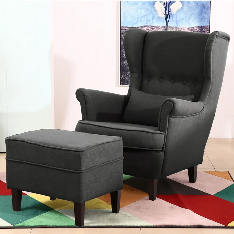 Быстрая доставка, французское стильное современное клетчатое кресло с высокой спинкой, Роскошное кресло с крыльями для гостиной