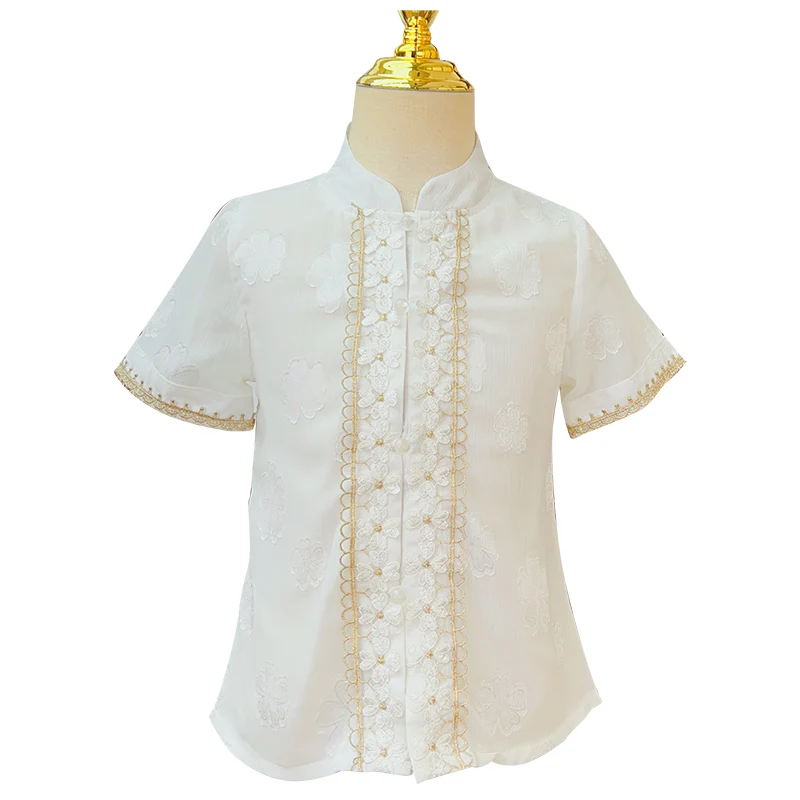 Chinese style Hanfu Girls Shirt Short-Sleeved Clothing Girls Summer Performance Costume Children Party Chinese Ancient Shirt