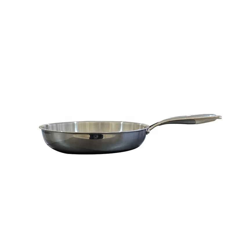 New Creative Custom Logo Frying Pan Set Non-stick Stainless Steel 304 Composite Bottom Fry Pan Set Without Oil