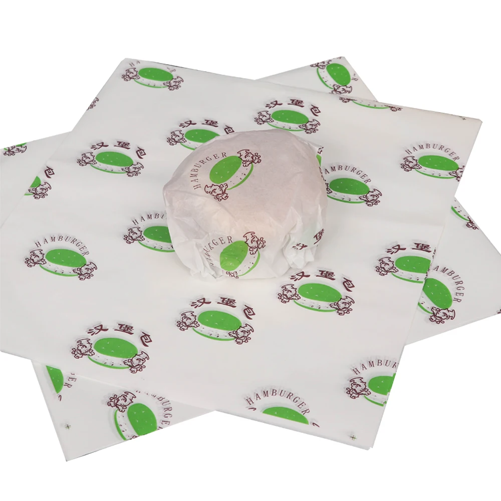 Custom Printed Logo food safe grade Burger Packaging Wrapping Paper, Greaseproof Wax food packing pape