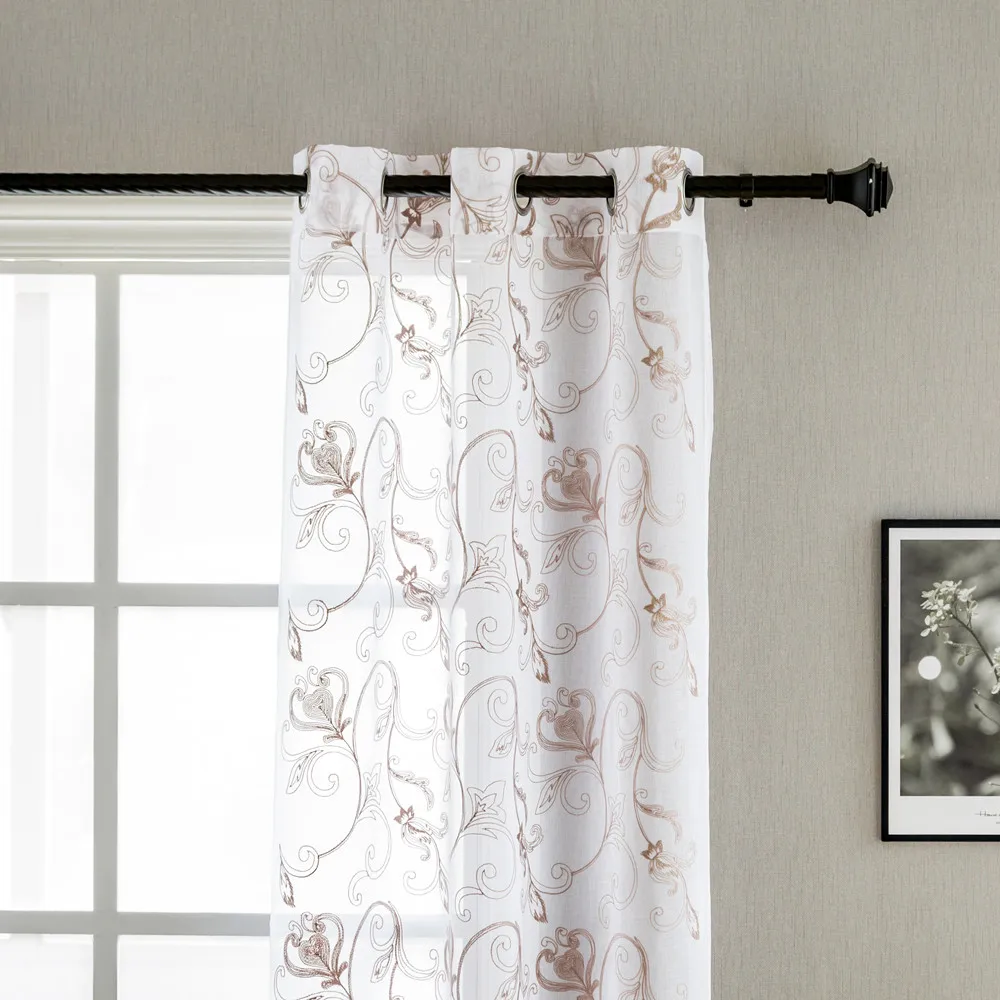 High Quality Newest Design Customized Embroidery Curtain Cheap Price Turkish Sheer Curtains For Windows