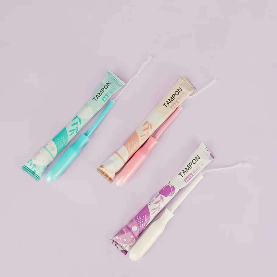 natural OEM disposable organic cotton ladies super plus  tampons with cardboard applicator