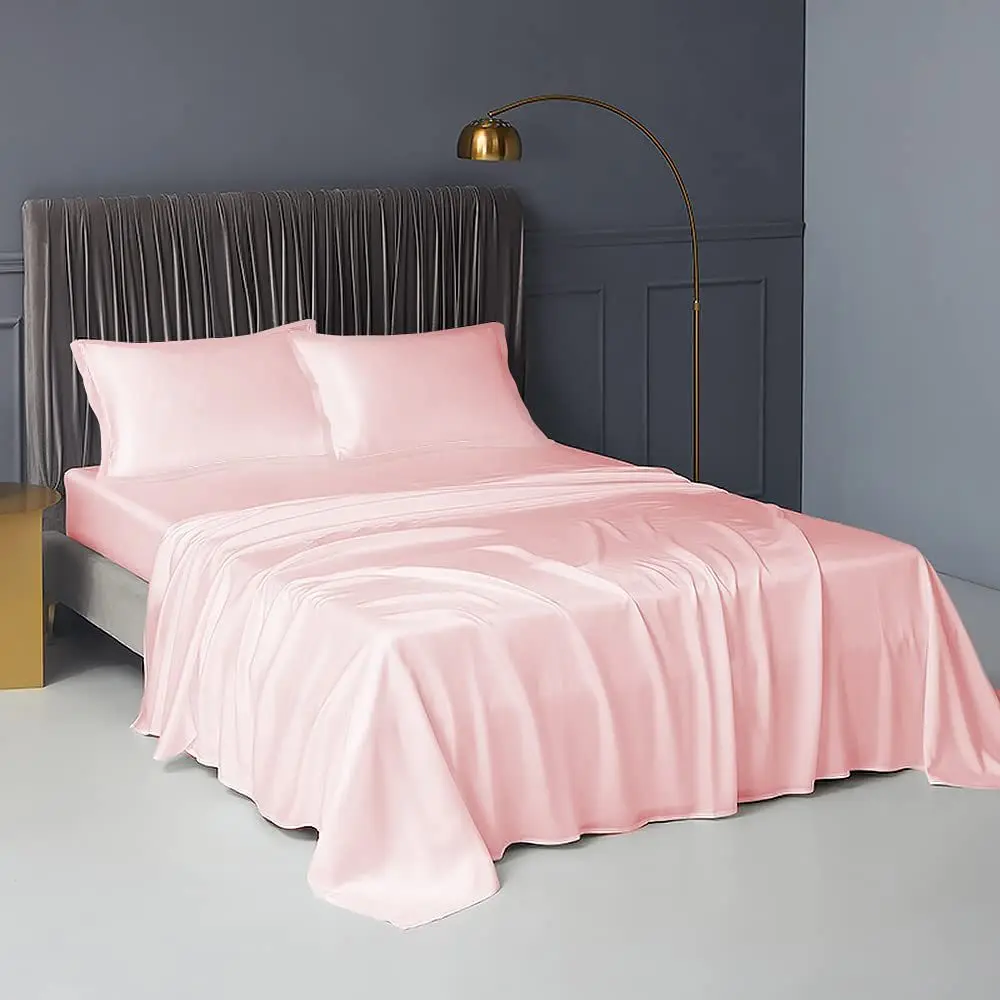 Hot Selling19 22 25 mm 6A 100% Mulberry Silk Flat  Bed Sheet/fitted sheet with 2 pillowcase