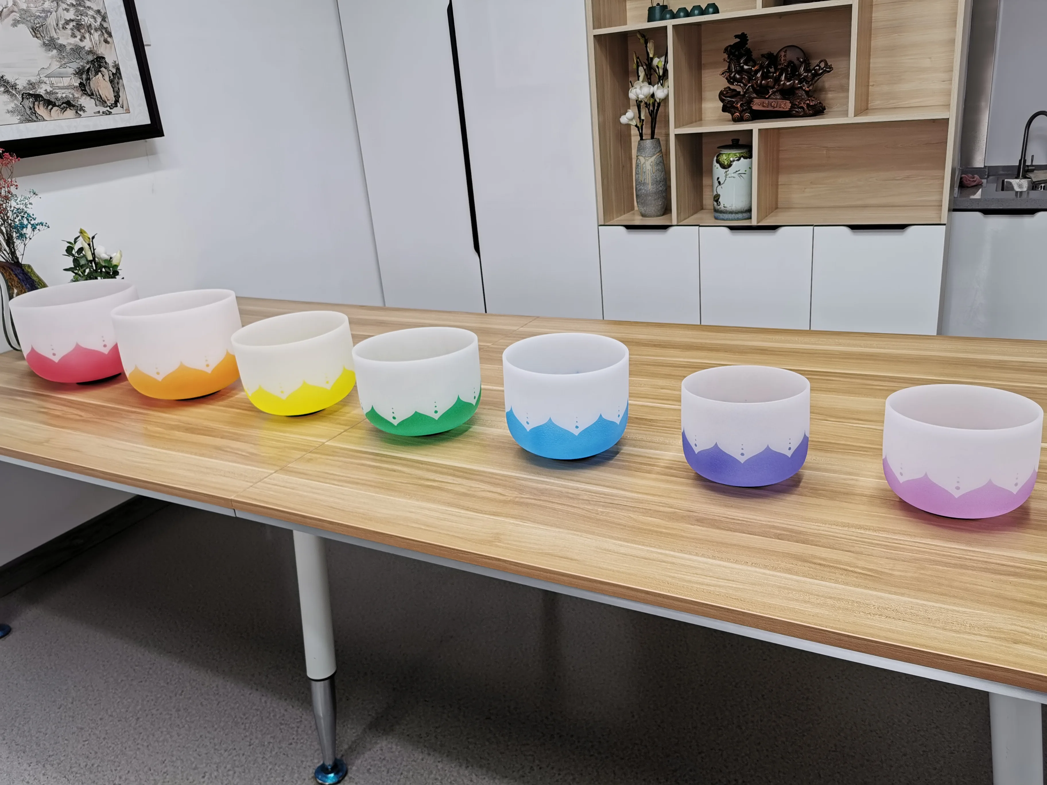 lotus crystal healing crystals quartz wholesale singing box singing bowl handmade singing bowl set quartz with bags colored