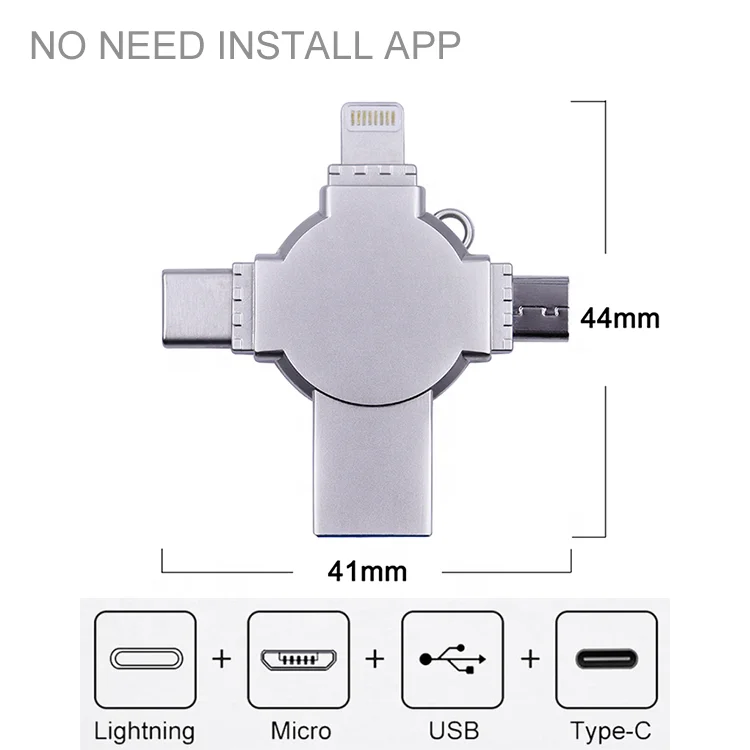  YUQI Hot Selling 4 In1 Otg Usb Pen Drive Type c 3.0 128Gb 256Gb Memorias Flash For