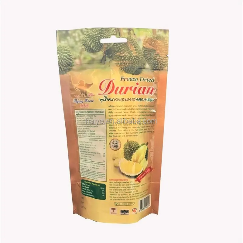 Wholesale Custom Print Plastic Snack  zipper Bag Philippine Thai Durian Dried Fruit Package Pouch Stand Up Packaging Bag