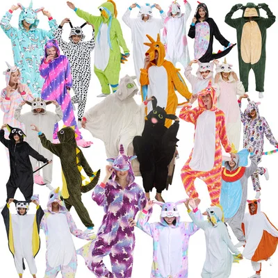 Fleece unicorn one-piece pajamas female adult cartoon animal Christmas Halloween cosplay costume