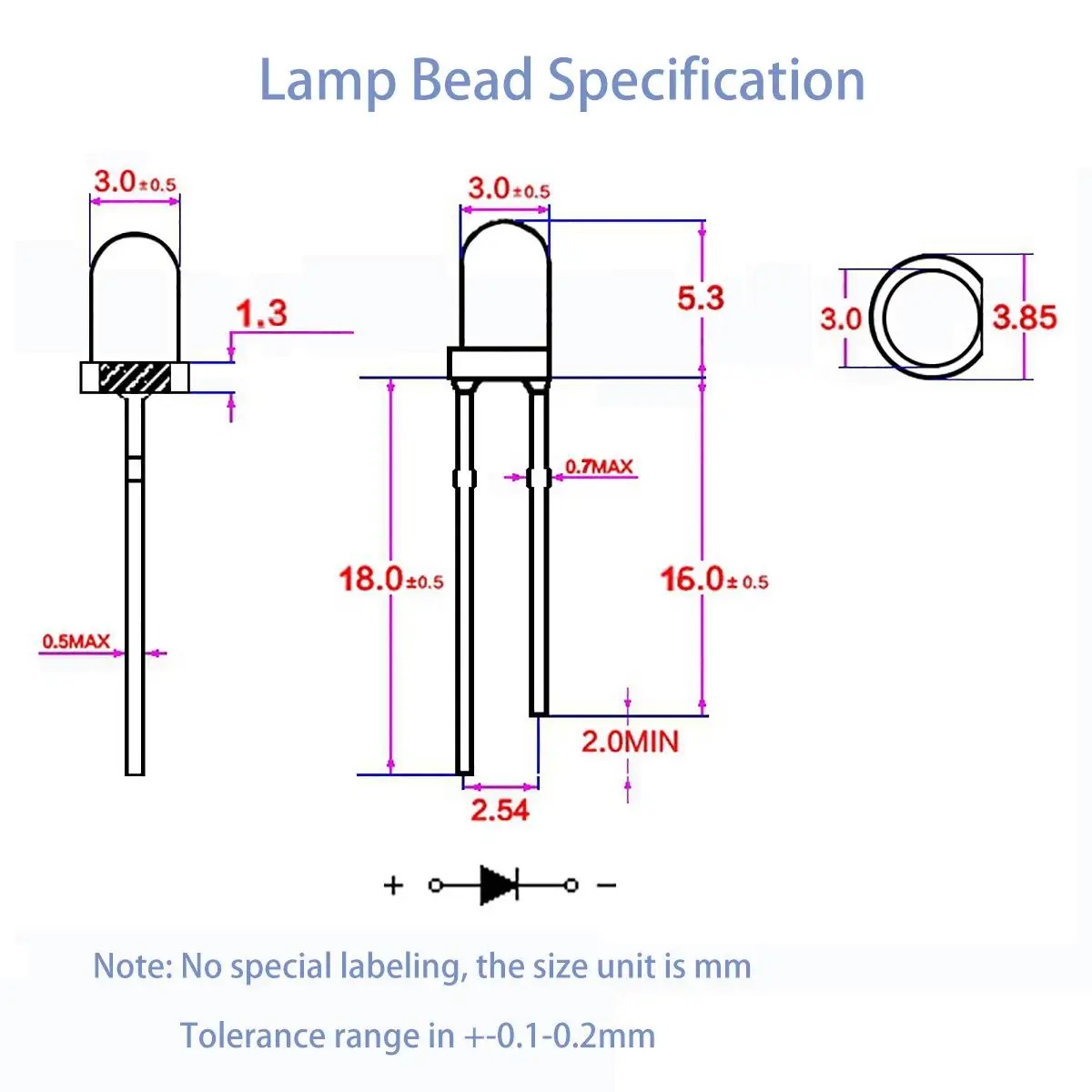 Round Head 3mm Red Colloid Red Light Emitting High Brightness Light Emitting Diode