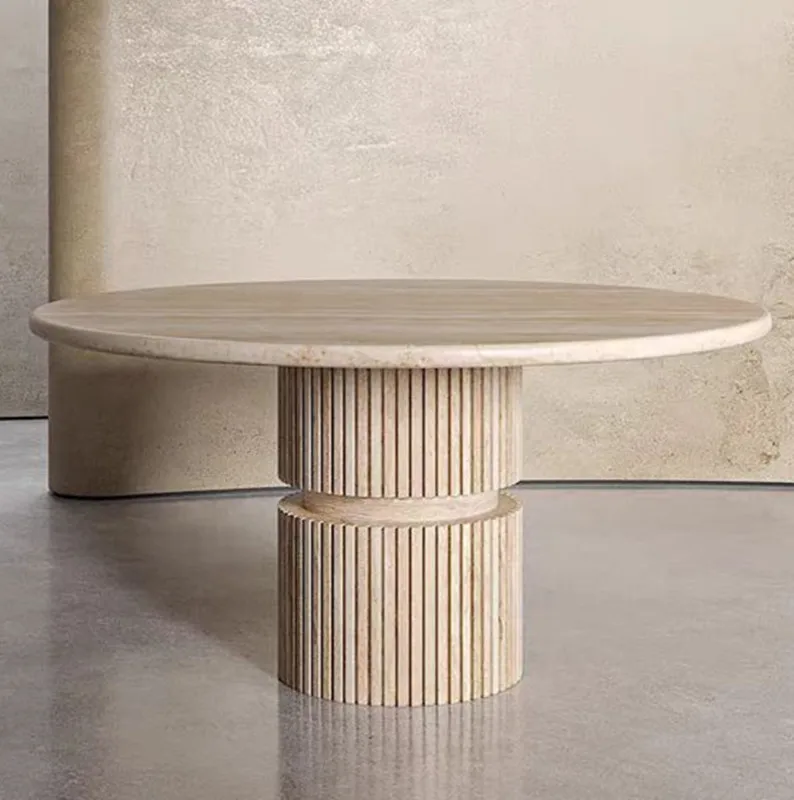 Minimalsit dining room furniture high quality travertine dining table round center table for home restaurant