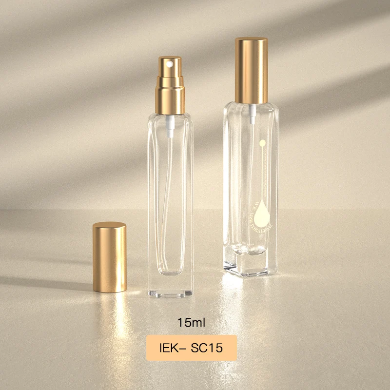 Hot Sale Empty Custom Glass Mini square pink Green Blue Black 15ml Perfume Spray