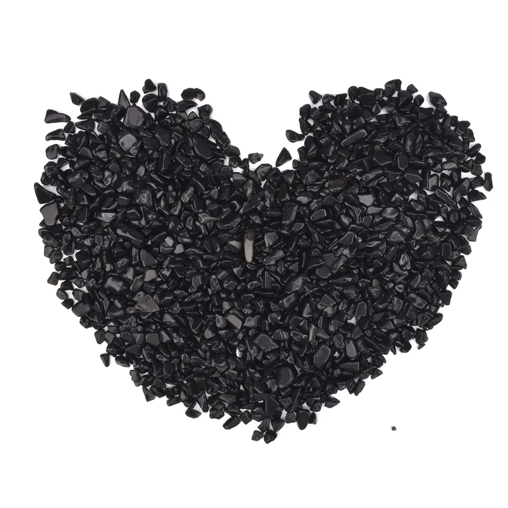 Natural Black Obsidian Tumbled Stone Chips Crushed Natural Crystal Quartz Pieces