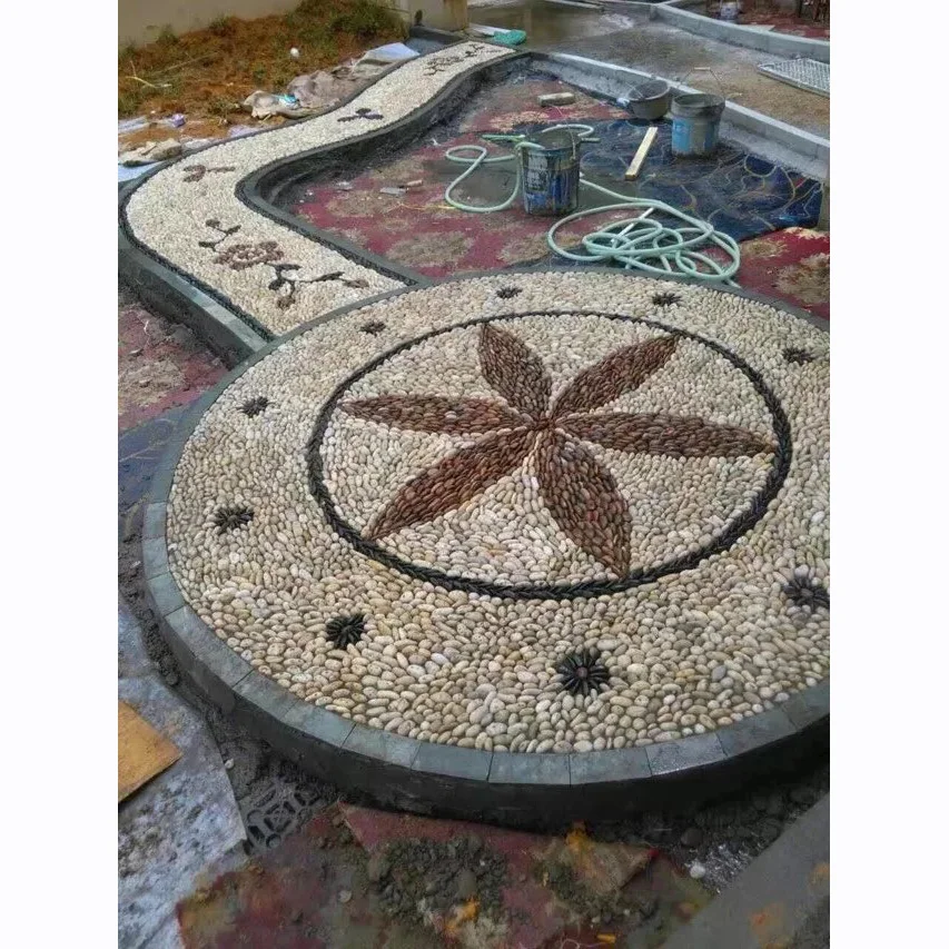 Cheap pebble stone mosaic wall finishes flooring tiles