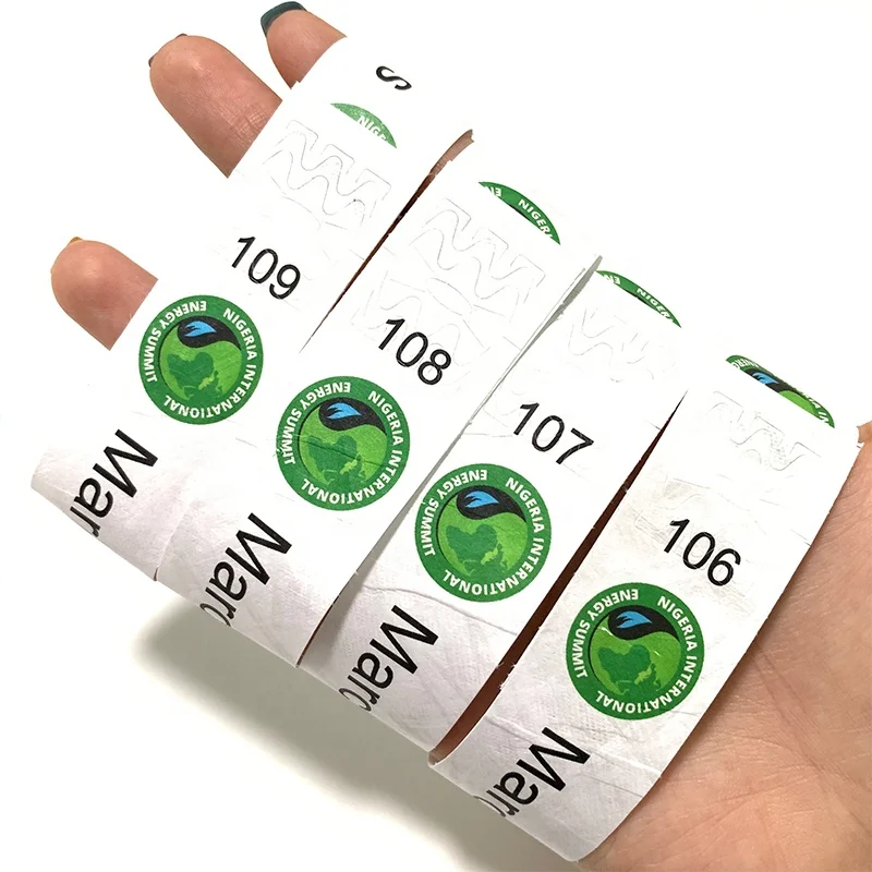 Factory Cheap Custom Logo Serial Number Club Event Laser Printable Waterproof Tyvek Wristbands White