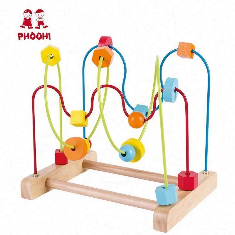 Children Educational Play Basic Montessori Toy Wooden Bead Maze For Toddler 12M+
