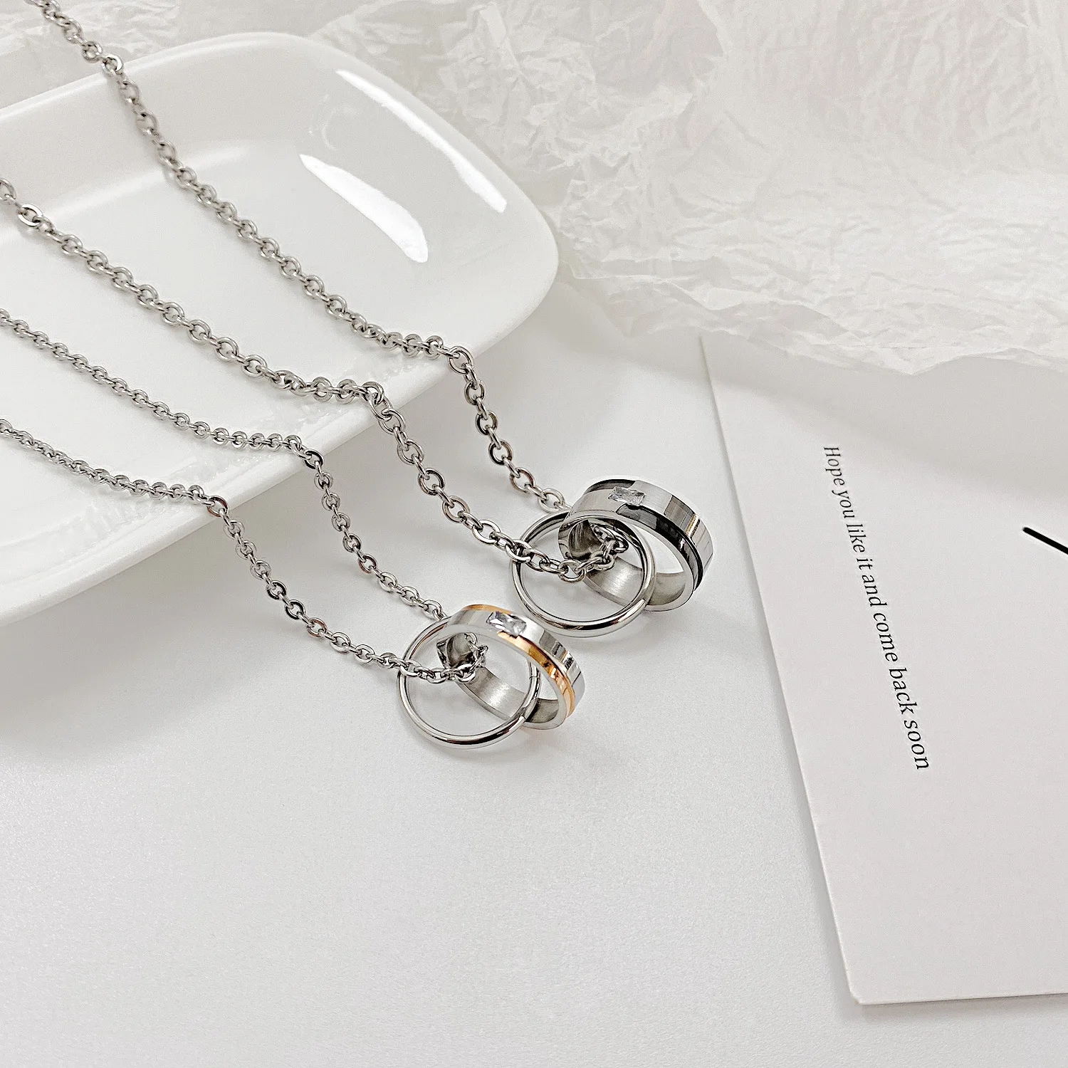 Japanese and South Korea autumn new love love necklace women net red trend temperament versatile titanium steel jewelry