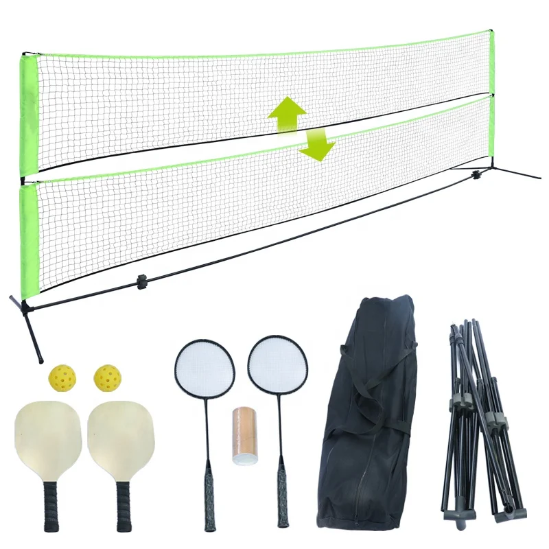 All in One Badminton net set/Badminton net poles with net and rackets