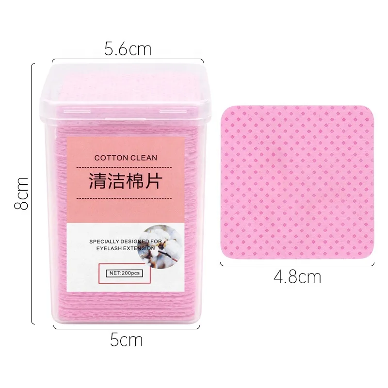 Wholesale High Quality Pink Cotton Eyelash Extension Glue Remover Wipe Makeup Cleansing Adhesive Pads for Beauty Salons